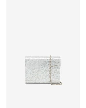 Jimmy Choo Candy Coarse Glittered Acrylic Clutch Bag - White