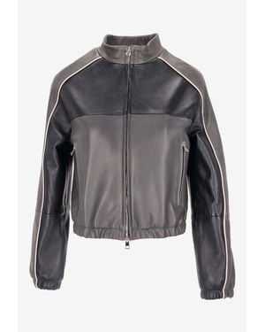 LA ROSE Cropped Bomber Jacket - Gray