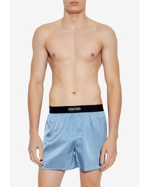 Tom Ford Logo-Waistband Boxers - Blue