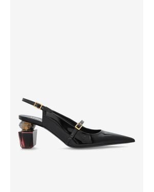 Versace Bright Crystal Patent Mules 70 Mm in White | Lyst