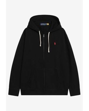 Polo Ralph Lauren Zip-Up Hooded Logo Sweatshirt - Black