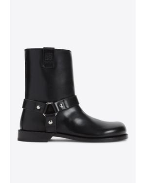 Loewe Campo Biker Leather Boots - Black