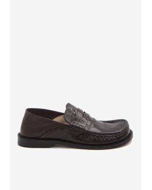 ローファー・オックスフォード LOEWE Multicolor leather Campo loafers Loewe - Campo Green & Pink Brushed Leather Loafer