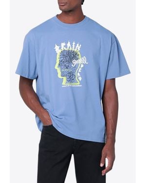 Brain Dead Ringing Ear Printed T-Shirt - Blue