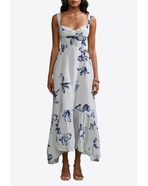 AMUR Evris Ruffle Hem Dress - White