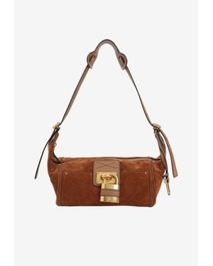 Chloé Paddington Suede Shoulder Bag With Padlock - White