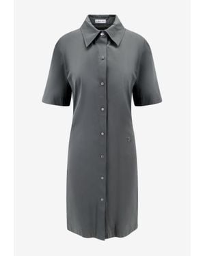 Burberry Ekd Embroidered Midi Shirt Dress - Grey