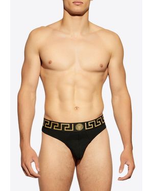 Versace Greca Border Thong Briefs - Black