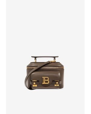 Balmain B-Buzz Leather Vanity Top Handle Bag - Green