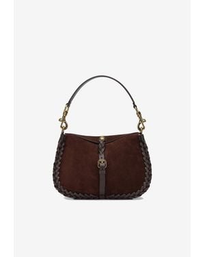 Etro Medium Pony Suede And Nappa Shoulder Bag - Brown