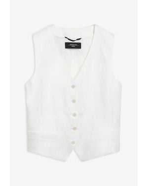 Weekend by Maxmara Pace Sleeveless Linen Waistcoat - White