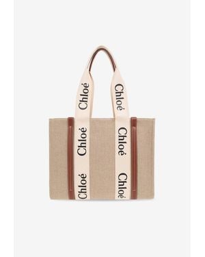 Chloé Medium Woody Tote Bag - Natural