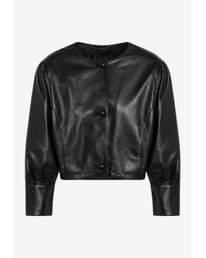 Chloé Cropped Leather Jacket - Black