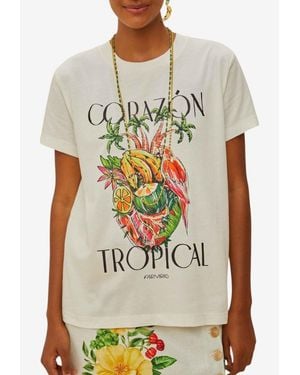 FARM Rio Corazón Tropical Print T-Shirt - Gray