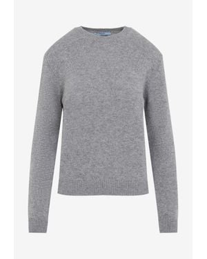 Prada Cashmere Sweater With Detachable Scarf-Style Hood - Gray