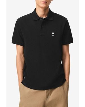 Ami Paris Ami De Coeur Polo T-Shirt - Black