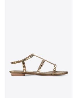 Aquazzura Tequila Crystal-Embellished Sandals - White