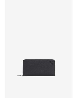 Prada Triangle Logo Zip-Around Wallet - White