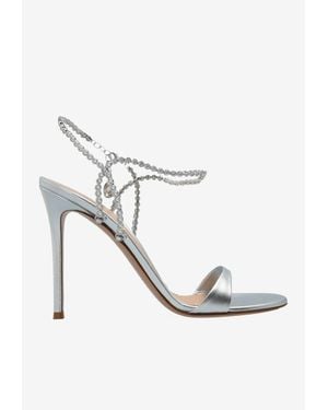 Gianvito Rossi Eternity 105 Metallic Leather Sandals - White