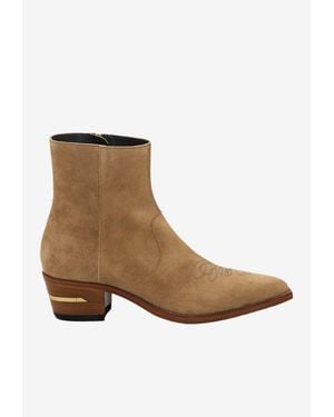 Amiri Ryder Suede Western Ankle Boots - Brown
