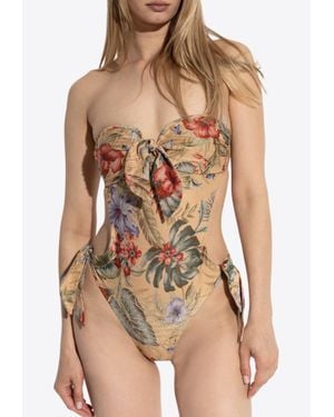 Zimmermann Coco Scarf Tie One-Piece Swimsuit - Natural