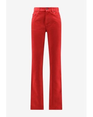 Chloé Logo Patch Straight Jeans - Red