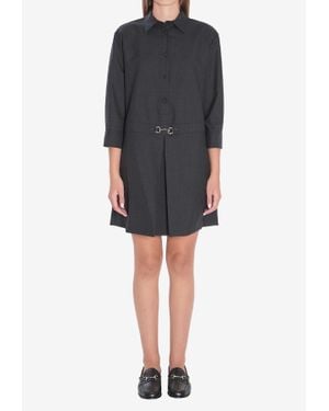 Gucci Horsebit Long-Sleeved Mini Dress - Black
