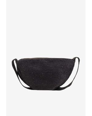 IBELIV Clip Raffia Crossbody Bag - Black