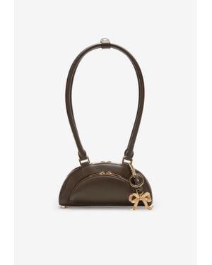 Self-Portrait Ribbon Charm Leather Shoulder Bag - Brown