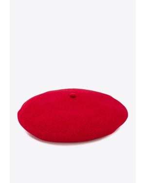Celine Robert Knitted Wool Beret Hat - Red