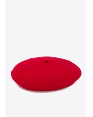Celine Robert Knitted Wool Beret Hat - Red