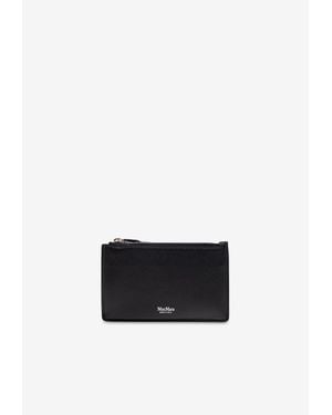 Max Mara Stamped Logo Leather Zip Cardholder - White