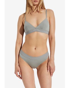 Tom Ford Signature Low-Waist Thong - Grey