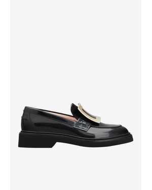 Roger Vivier Viv' Rangers Brushed Leather Loafers - Black