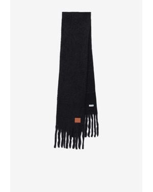 Loewe Fringed Checked Scarf - Black