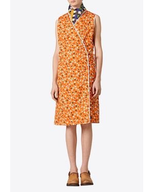 Miu Miu Printed Wrap Dress - Orange