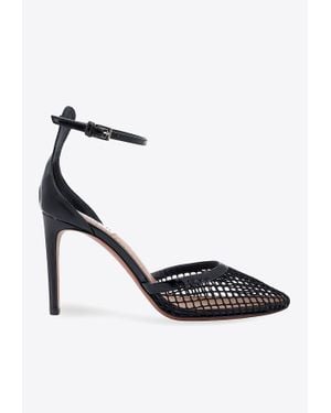 Alaïa 90 Fishnet Leather Pumps - White