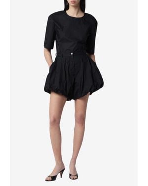 Thelatest Dafne Balloon Mini Shorts - Black