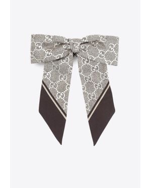 Gucci Gg Silk Jacquard Scrunchies - White