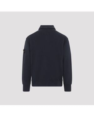 Stone Island Long-Sleeved Polo T-Shirt With Compass Badge - Blue