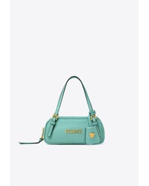 Versace Mini Logo Tag Leather Shoulder Bag - Green