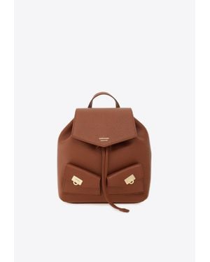 Ferragamo Mini Multi-Pocket Leather Backpack - Brown