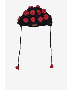 Alanui Grunge Roses Bonnet Hat - Red