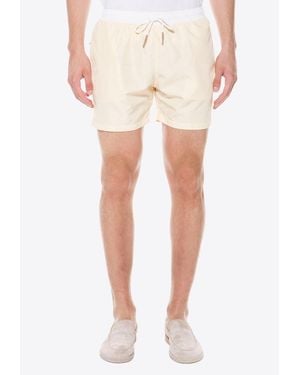 Eleventy Elastic-Waist Swim Shorts - Natural