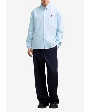 Ami Paris Ami De Coeur Long-Sleeved Shirt - Blue