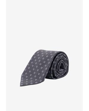 Ferragamo Gancini Jacquard Silk Tie - Blue