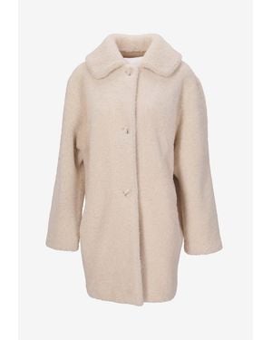 LA ROSE Single-Breasted Fur Coat - Natural