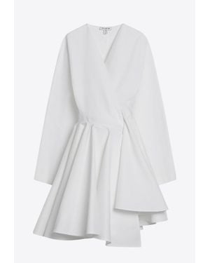 Alaïa V-Neck Asymmetric Mini Dress - White