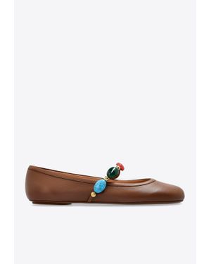 Gianvito Rossi Shanti Mary Jane Leather Ballet Flats - White