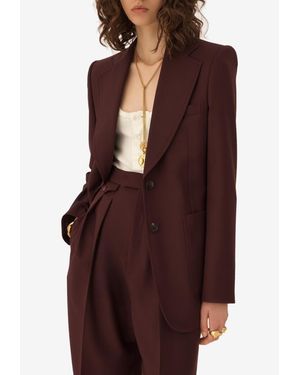 Chloé Wool Single-Breasted Tailored Blazer - Purple